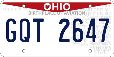 OH license plate GQT2647