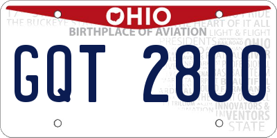 OH license plate GQT2800