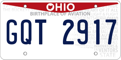 OH license plate GQT2917