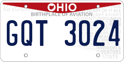 OH license plate GQT3024