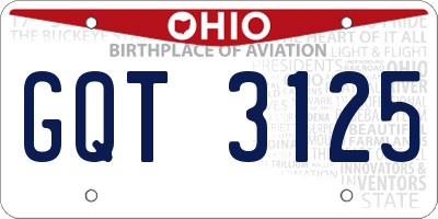 OH license plate GQT3125