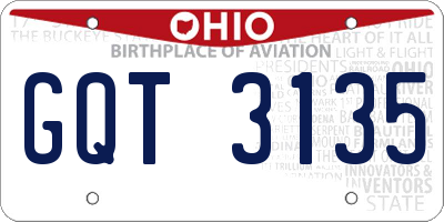 OH license plate GQT3135