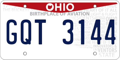 OH license plate GQT3144