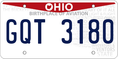 OH license plate GQT3180