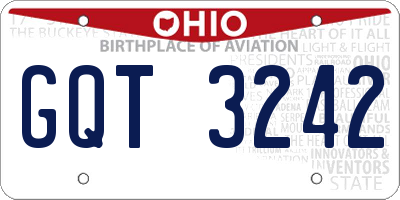 OH license plate GQT3242