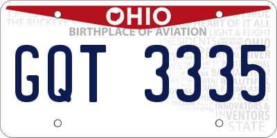 OH license plate GQT3335