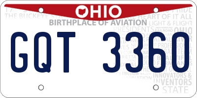 OH license plate GQT3360
