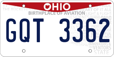OH license plate GQT3362