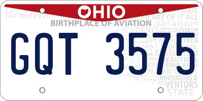 OH license plate GQT3575