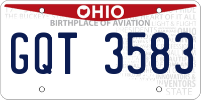 OH license plate GQT3583