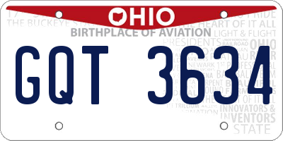 OH license plate GQT3634