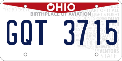 OH license plate GQT3715