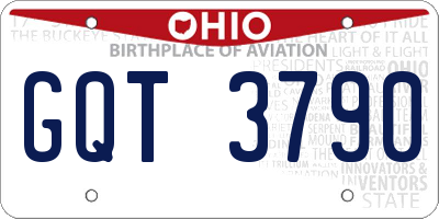 OH license plate GQT3790