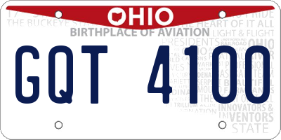 OH license plate GQT4100