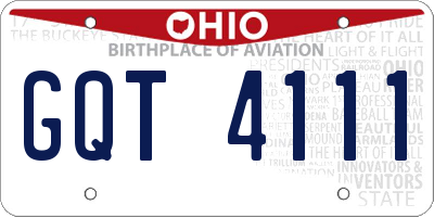 OH license plate GQT4111