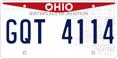 OH license plate GQT4114