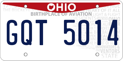 OH license plate GQT5014