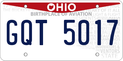 OH license plate GQT5017