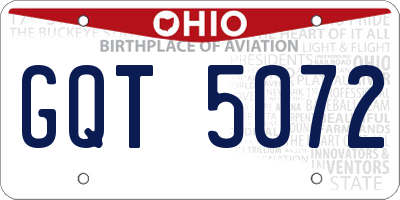 OH license plate GQT5072