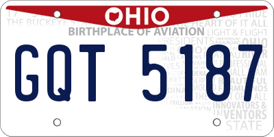 OH license plate GQT5187