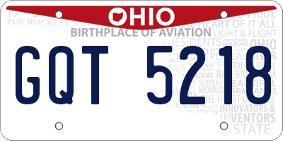 OH license plate GQT5218