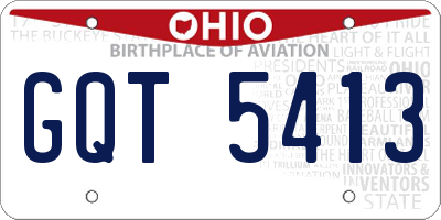OH license plate GQT5413