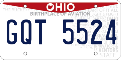 OH license plate GQT5524