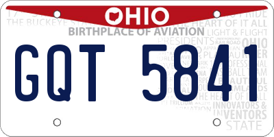 OH license plate GQT5841