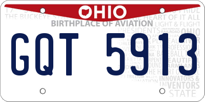 OH license plate GQT5913