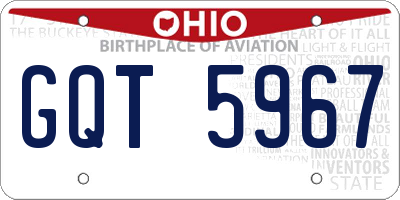 OH license plate GQT5967