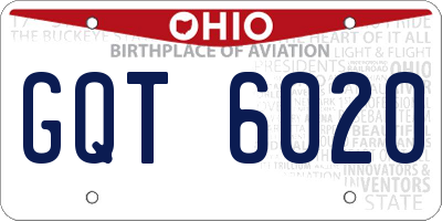 OH license plate GQT6020