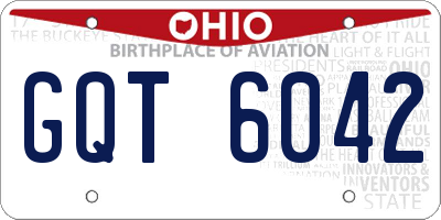 OH license plate GQT6042