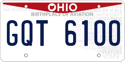 OH license plate GQT6100