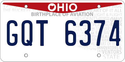 OH license plate GQT6374