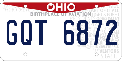 OH license plate GQT6872