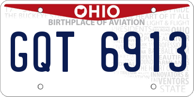 OH license plate GQT6913
