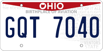 OH license plate GQT7040