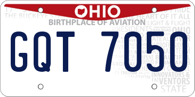 OH license plate GQT7050