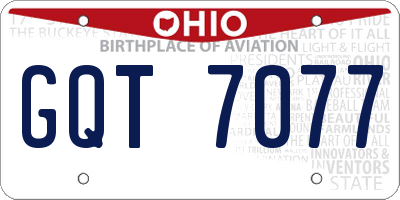 OH license plate GQT7077