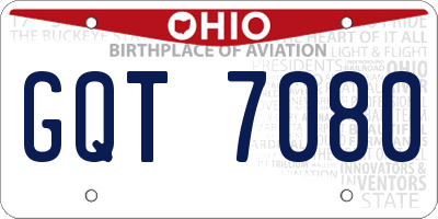 OH license plate GQT7080
