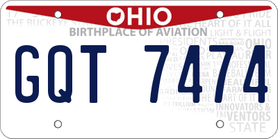OH license plate GQT7474