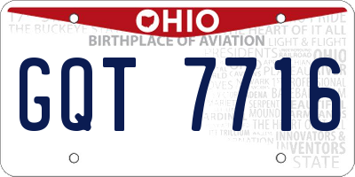 OH license plate GQT7716