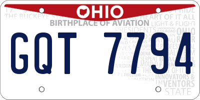 OH license plate GQT7794