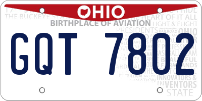 OH license plate GQT7802