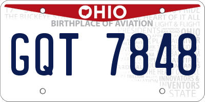 OH license plate GQT7848