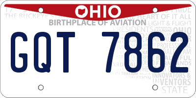 OH license plate GQT7862