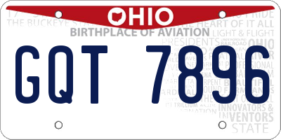 OH license plate GQT7896