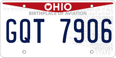 OH license plate GQT7906