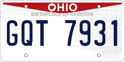 OH license plate GQT7931