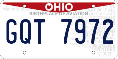 OH license plate GQT7972